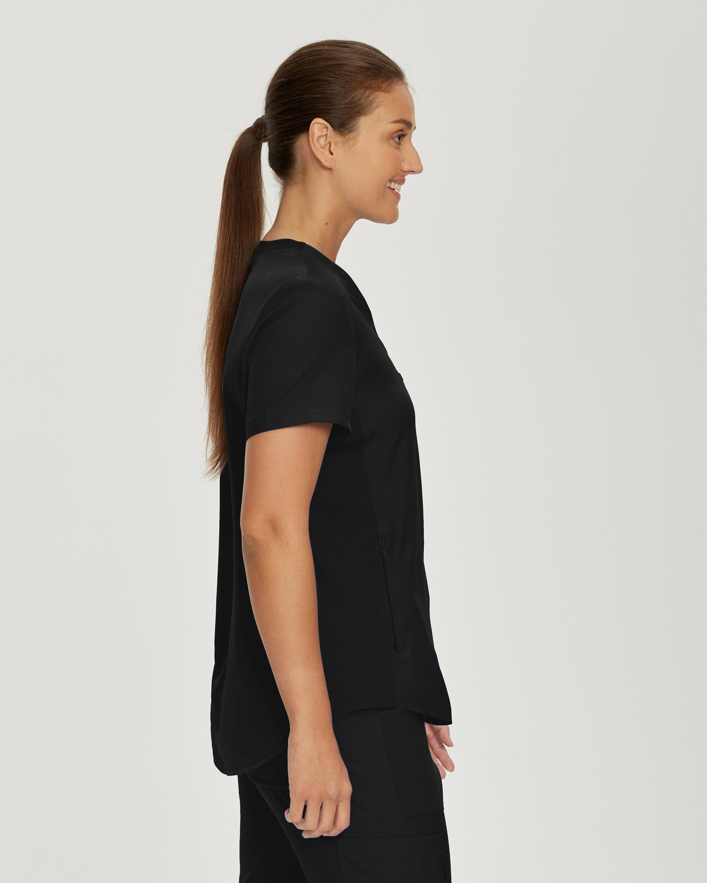 Landau Forward Women's Curved Hem Tuck-In V-Neck Top