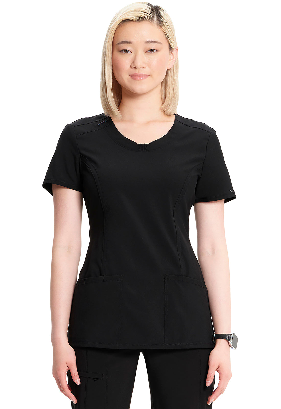 2624A- ( Core colour ) Women's Split Round Neck Solid Scrub Top