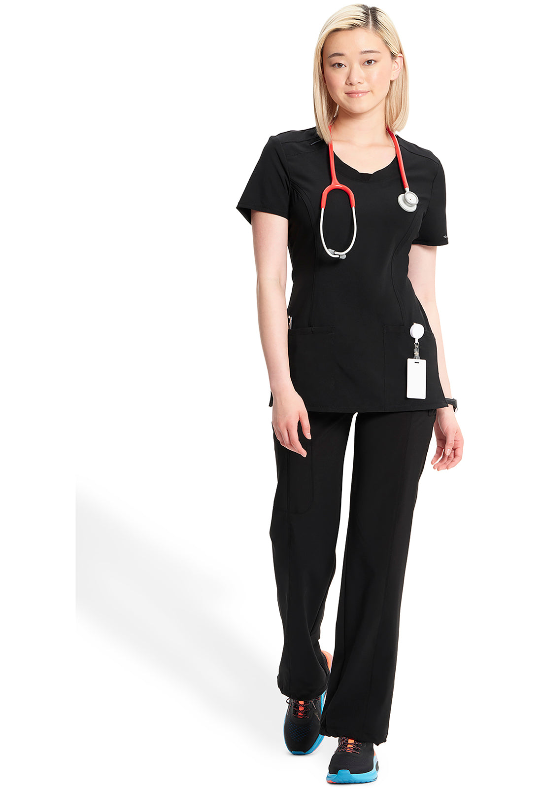 2624A- ( Core colour ) Women's Split Round Neck Solid Scrub Top