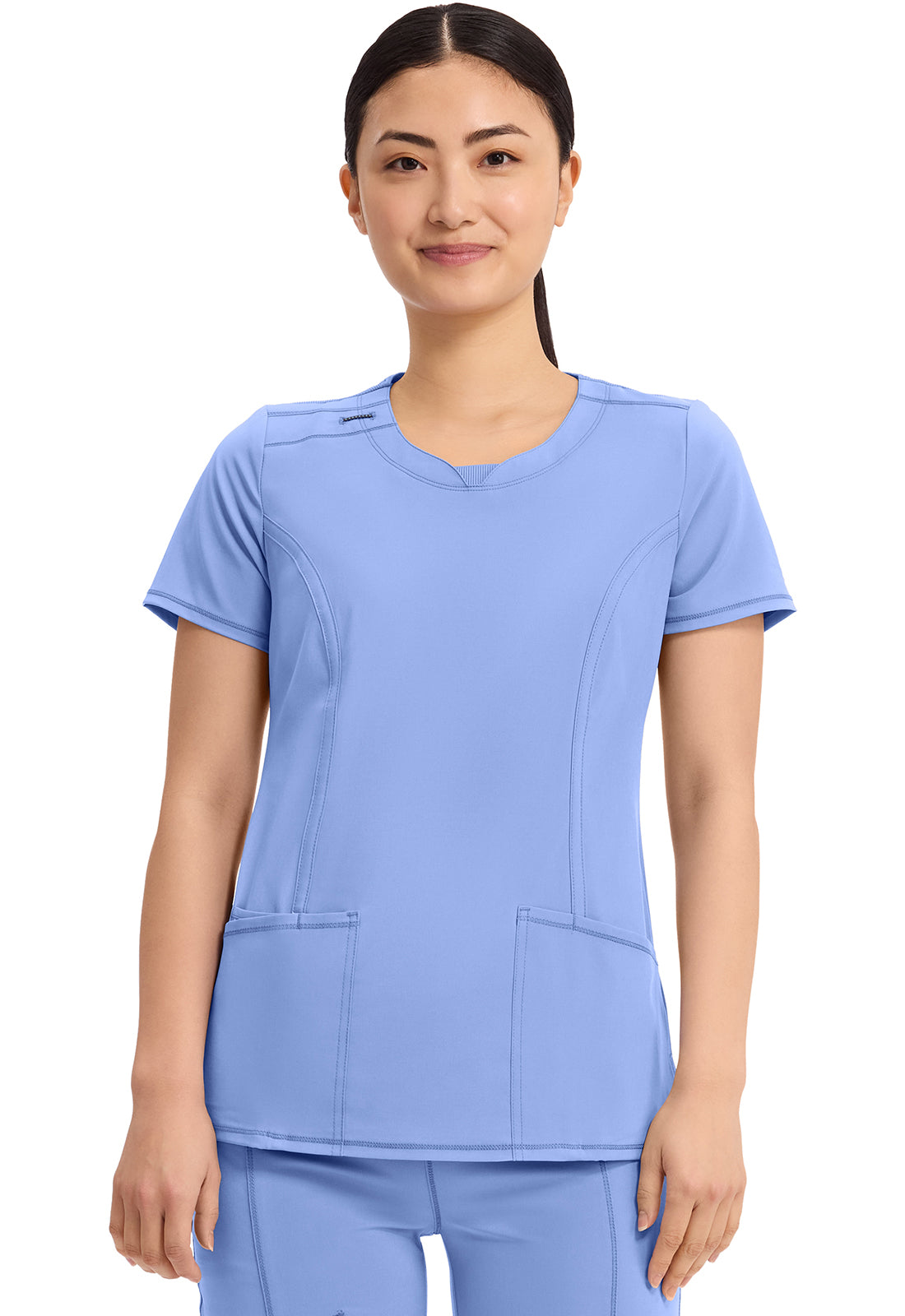 2624A- ( Core colour ) Women's Split Round Neck Solid Scrub Top