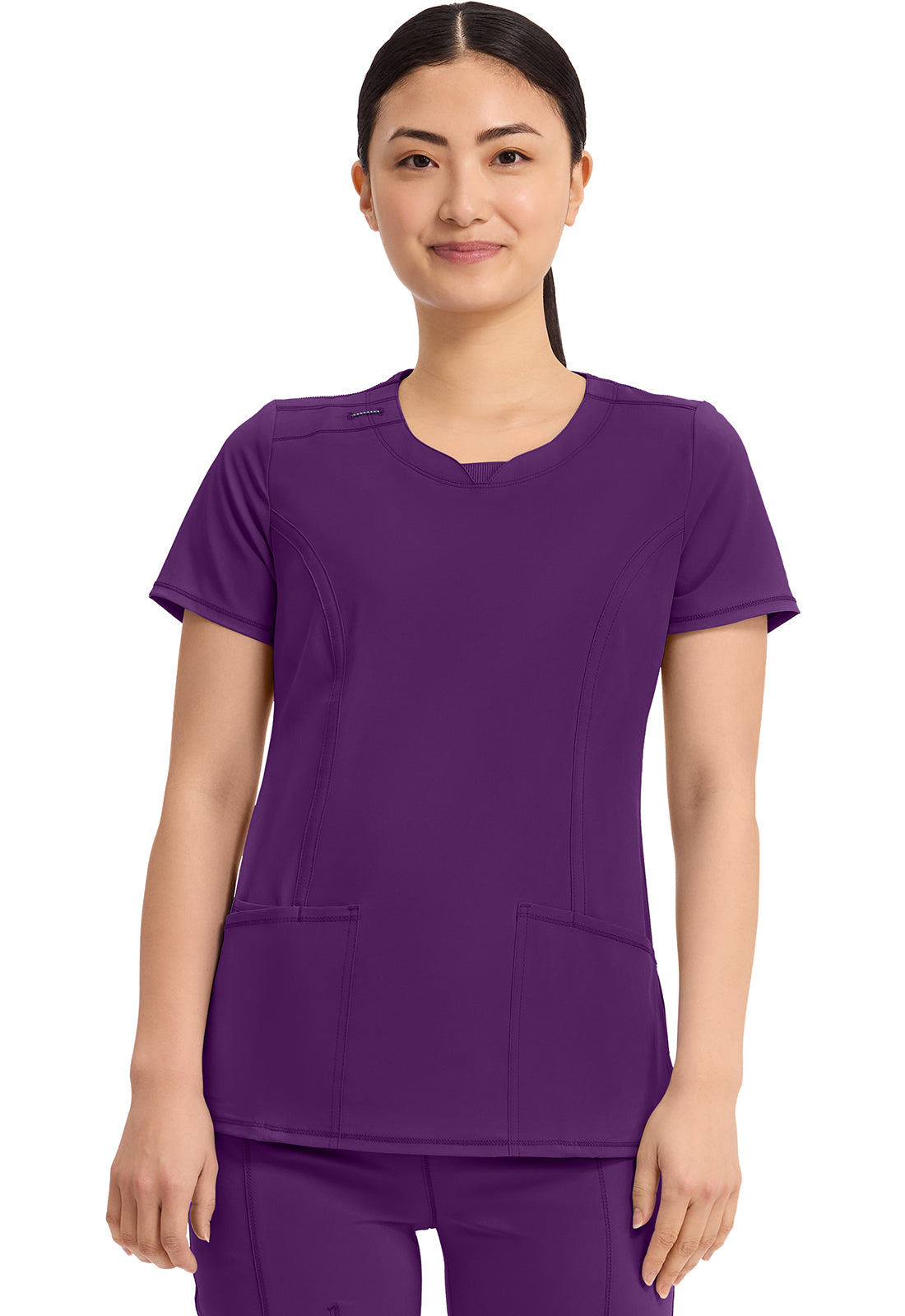2624A- ( Additional colour) Women's Split Round Neck Solid Scrub Top