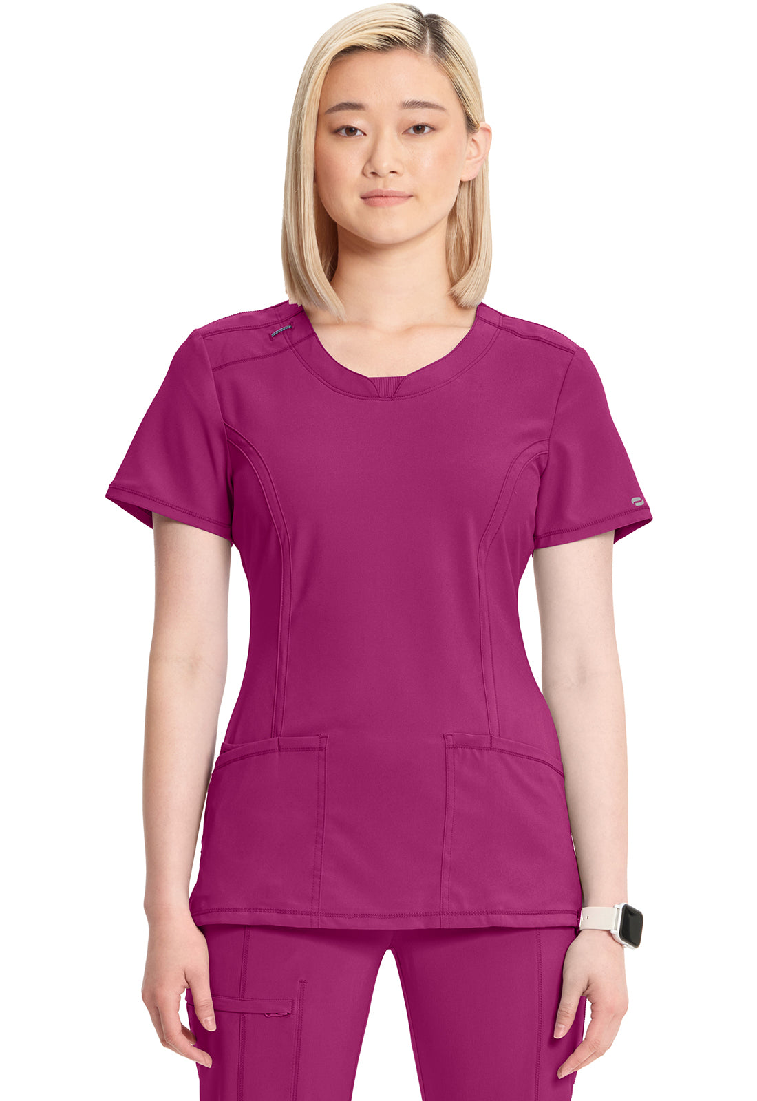 2624A- ( Additional colour) Women's Split Round Neck Solid Scrub Top