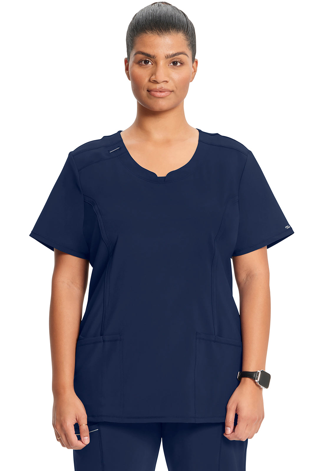 2624A- ( Core colour ) Women's Split Round Neck Solid Scrub Top