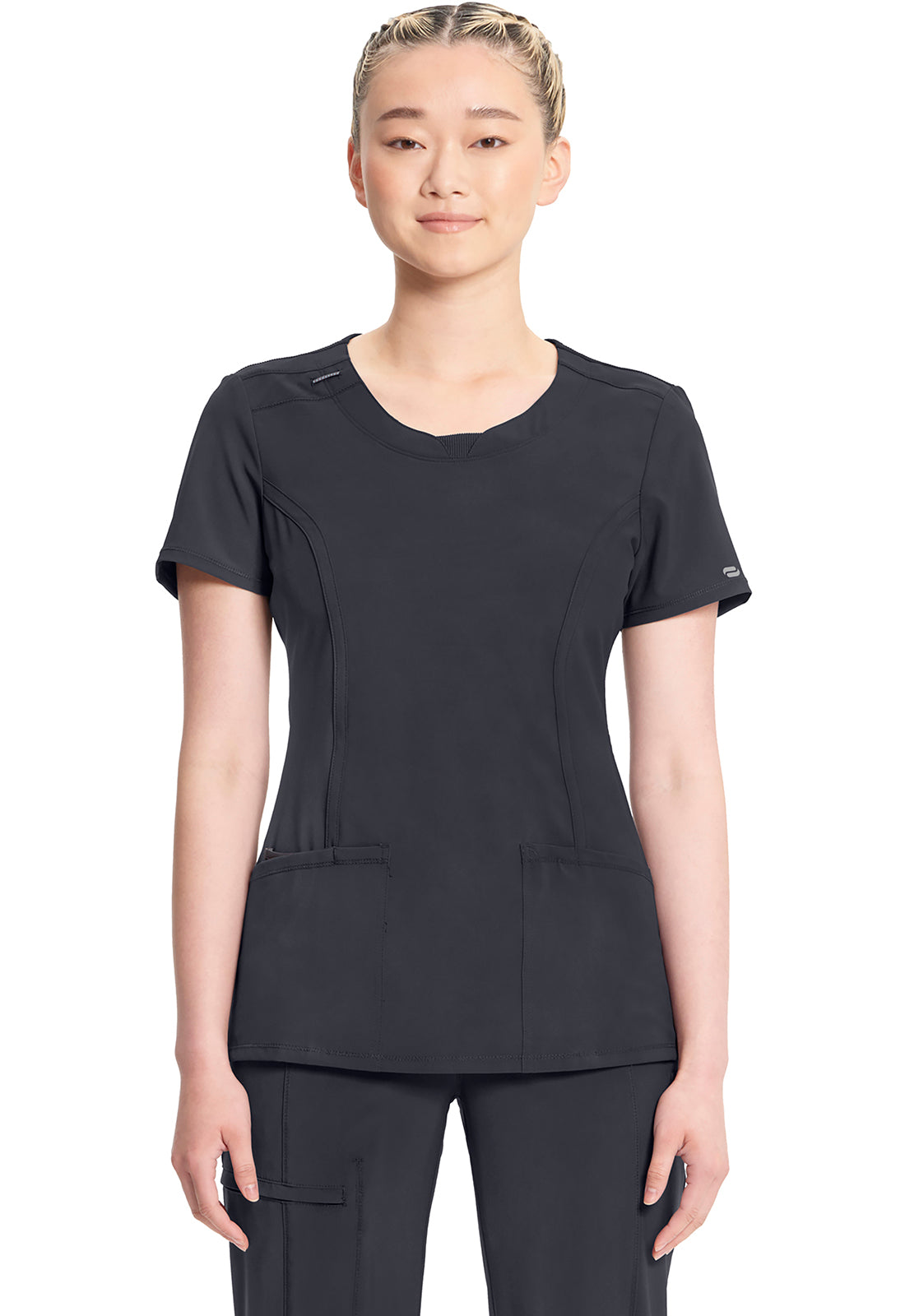 2624A- ( Core colour ) Women's Split Round Neck Solid Scrub Top