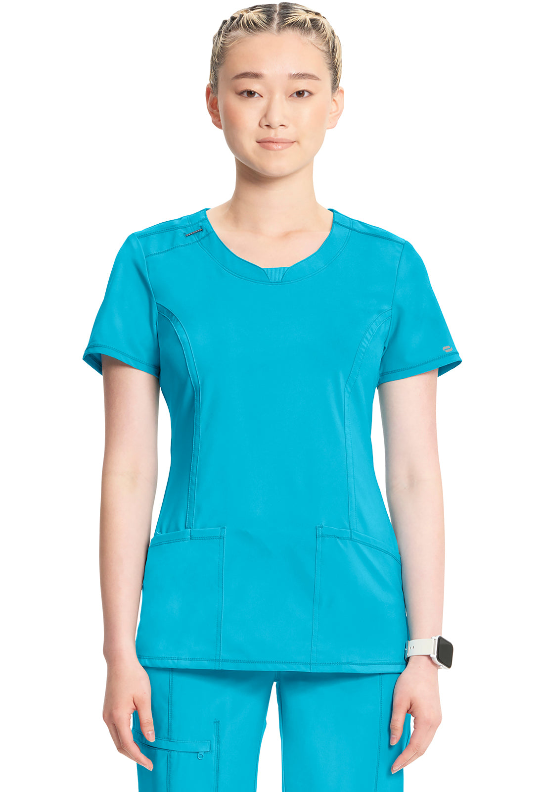 2624A- ( Additional colour) Women's Split Round Neck Solid Scrub Top