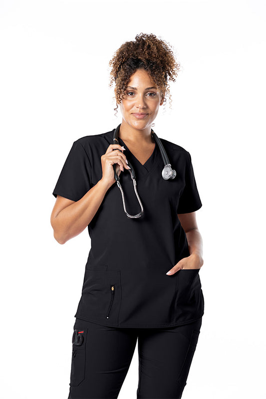 Fubu Women's Scrub Top - Zipped Pocket