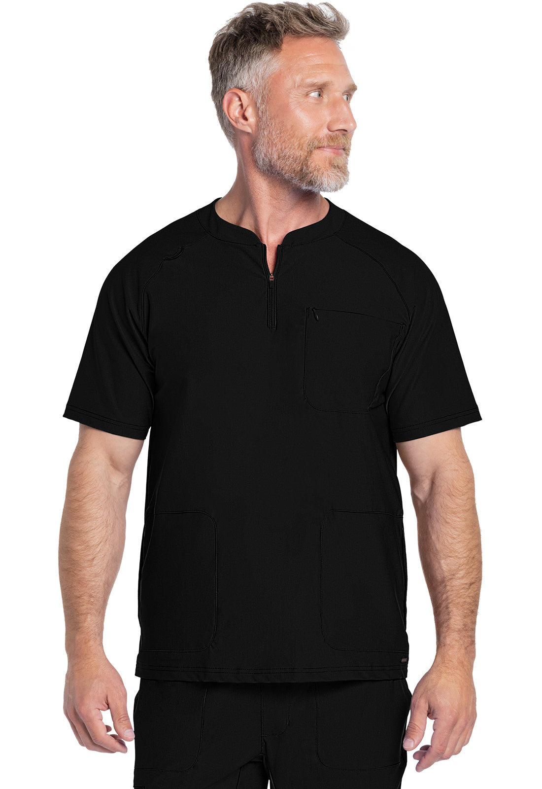 Ck812-Men's Quarter Zip Henley Scrub Top