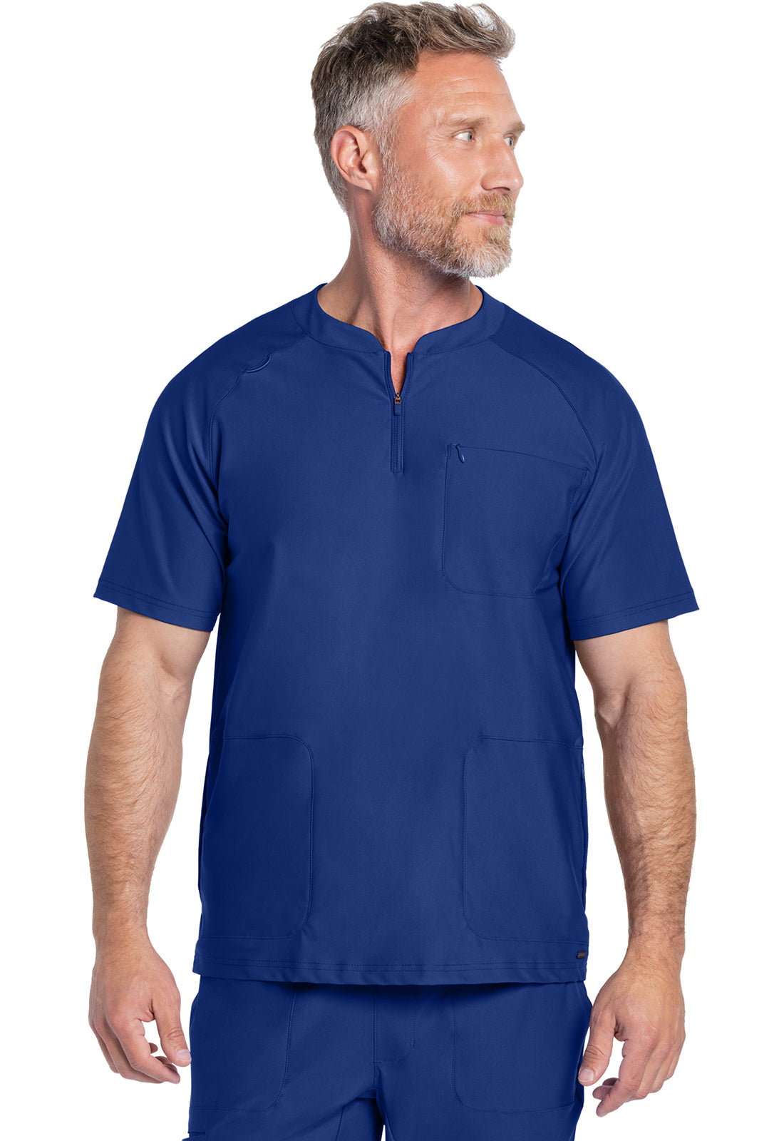 Ck812-Men's Quarter Zip Henley Scrub Top