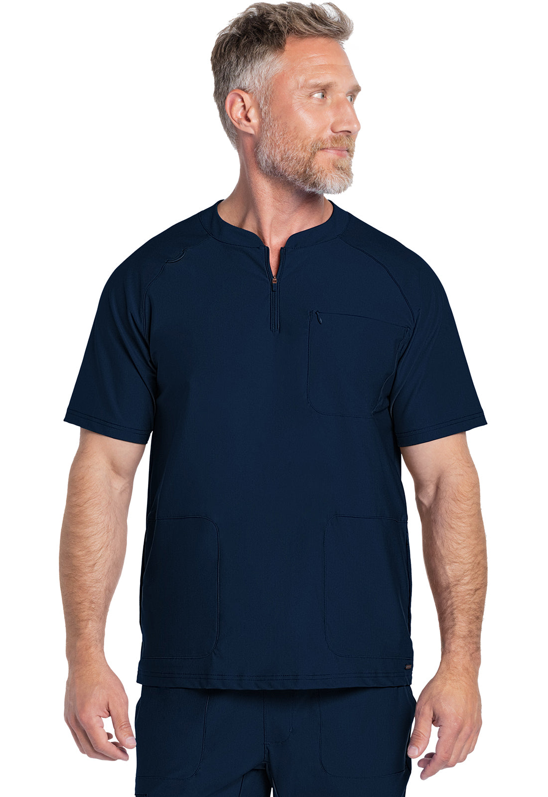 Ck812-Men's Quarter Zip Henley Scrub Top