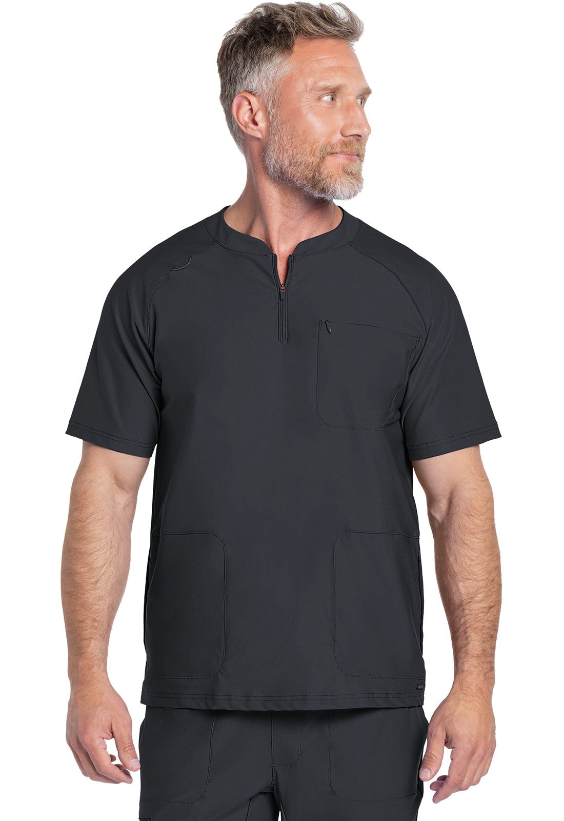 Ck812-Men's Quarter Zip Henley Scrub Top
