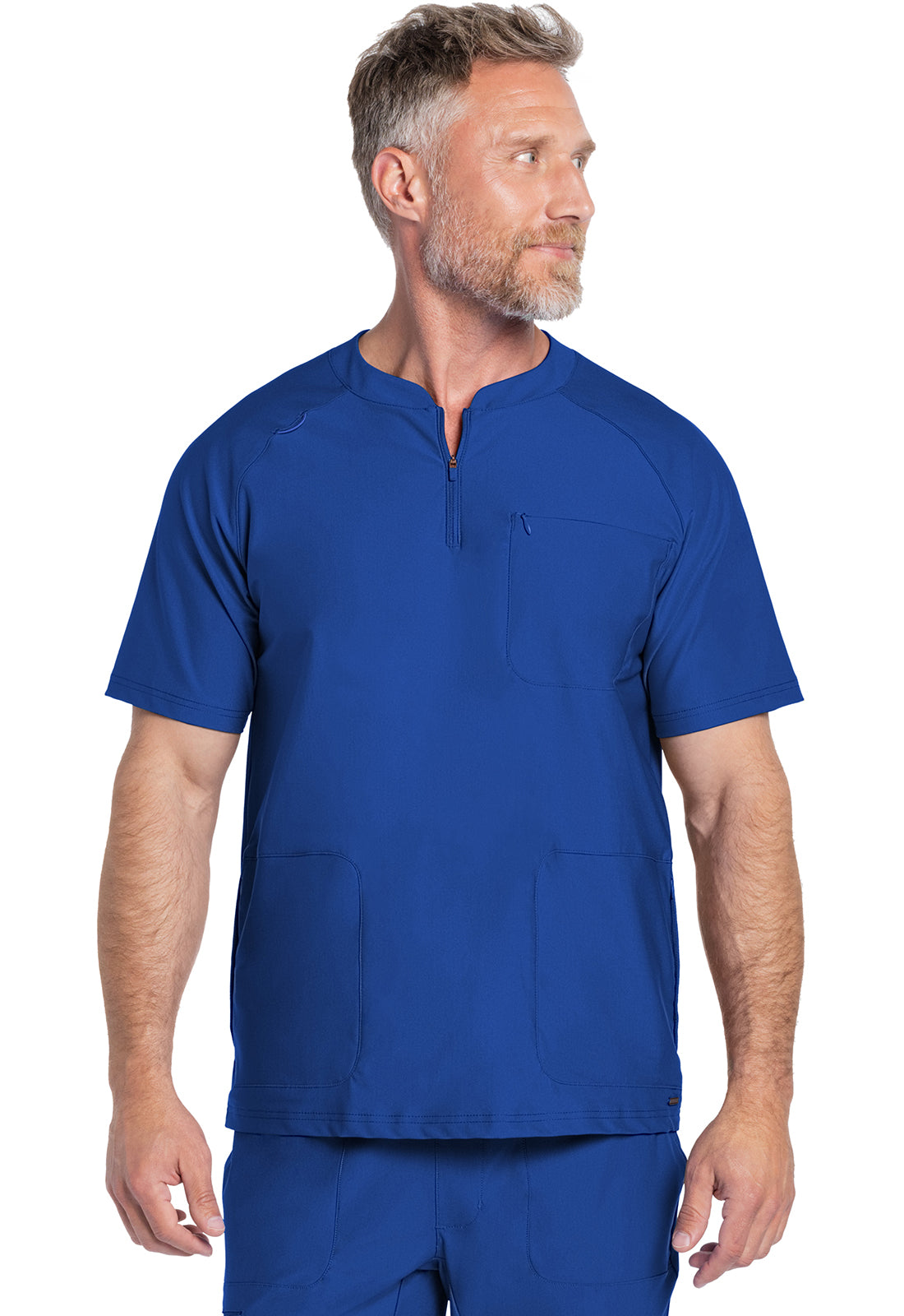 Ck812-Men's Quarter Zip Henley Scrub Top