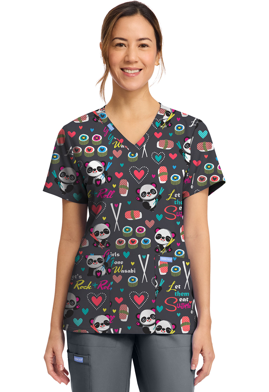 Cherokee - Women's Printed V-Neck Top