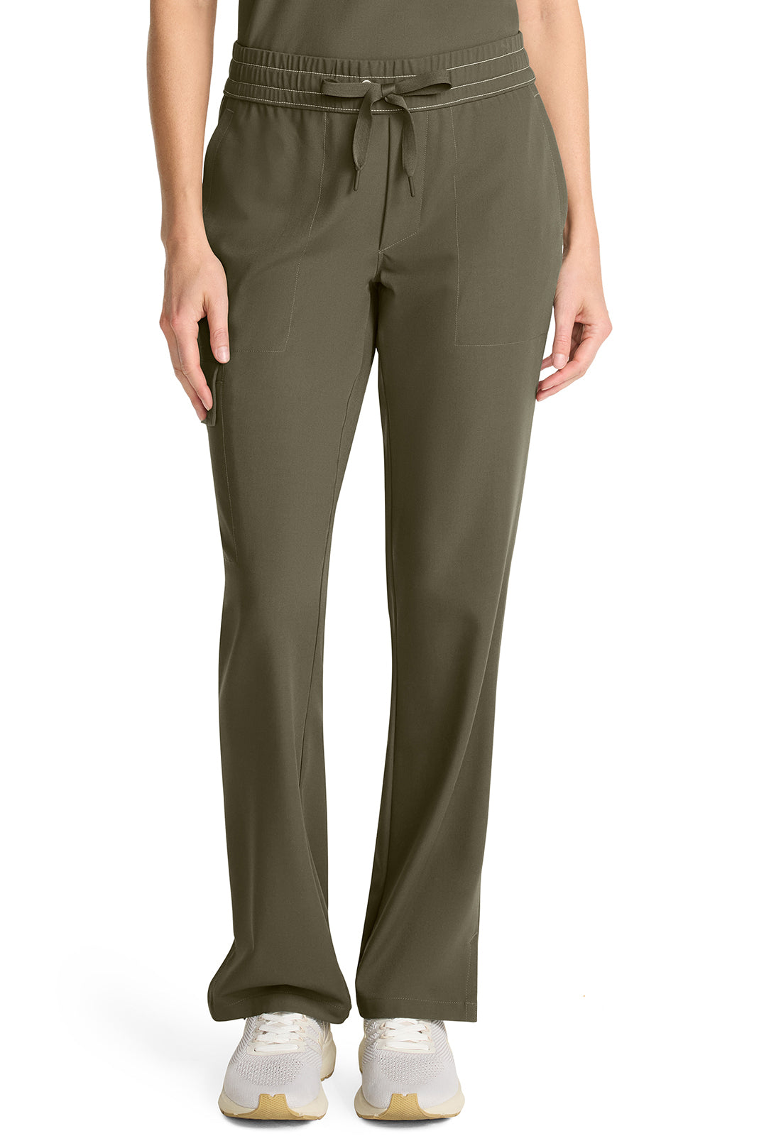 HH153-( Core Colour) Mid Rise Drawstring Straight Leg.