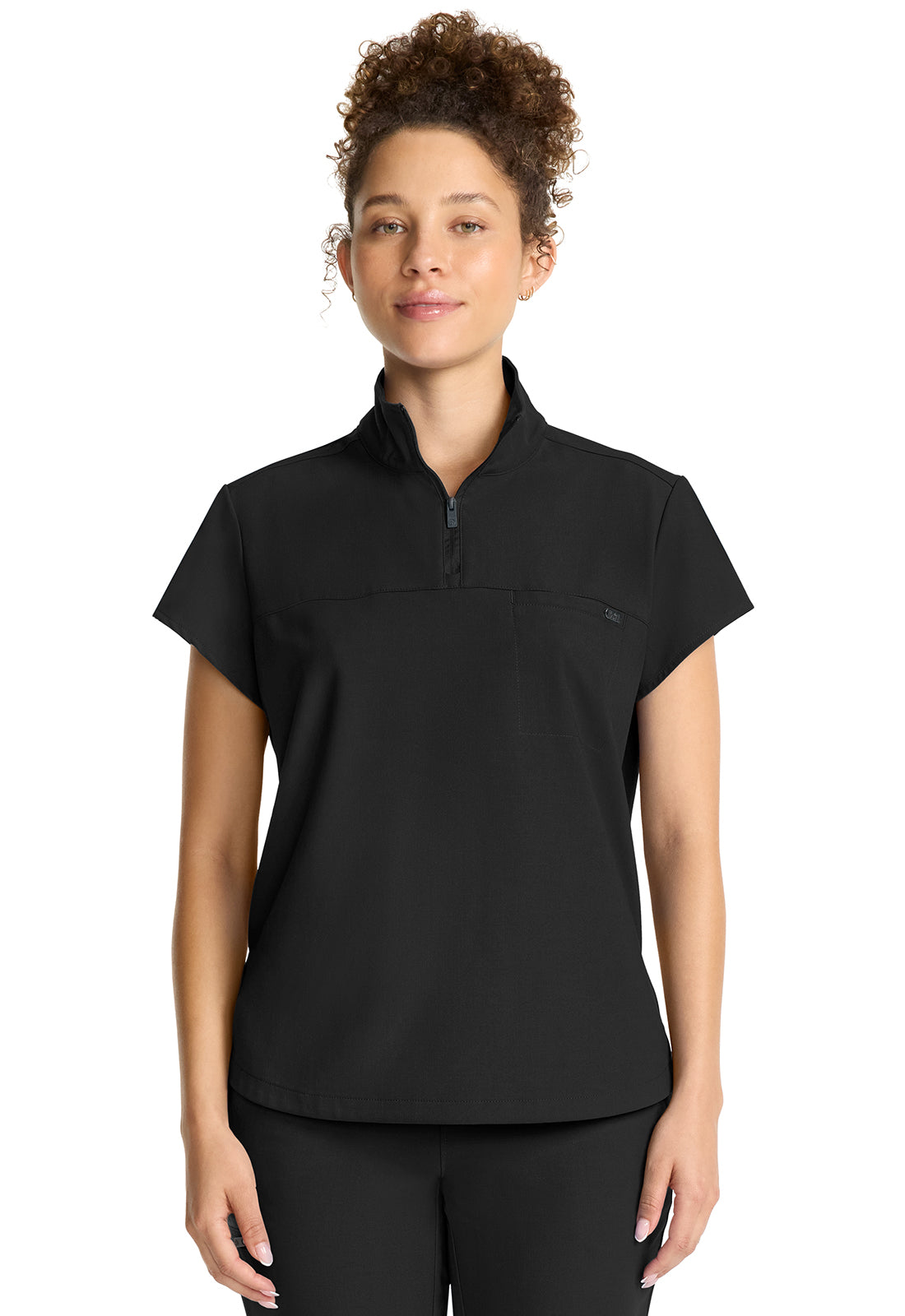 HH752-Healing Hands Women's Partial Zip Stand Collar Top