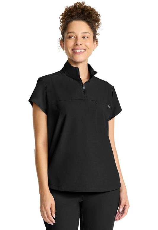 Women's Healing Hands Partial Zip Stand Collar Top