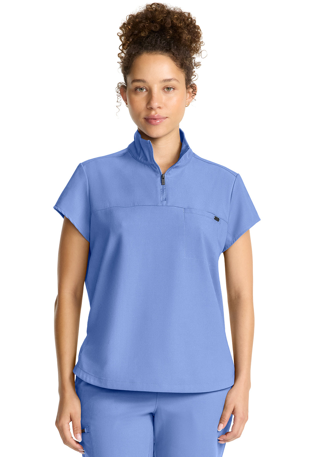 HH752-Healing Hands Women's Partial Zip Stand Collar Top