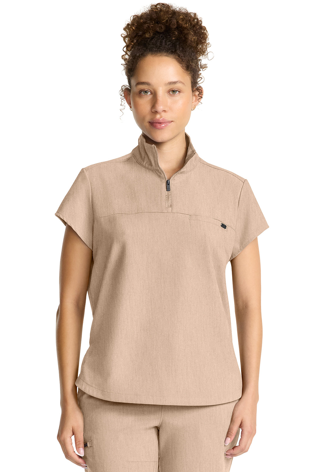 HH752-Healing Hands Women's Partial Zip Stand Collar Top