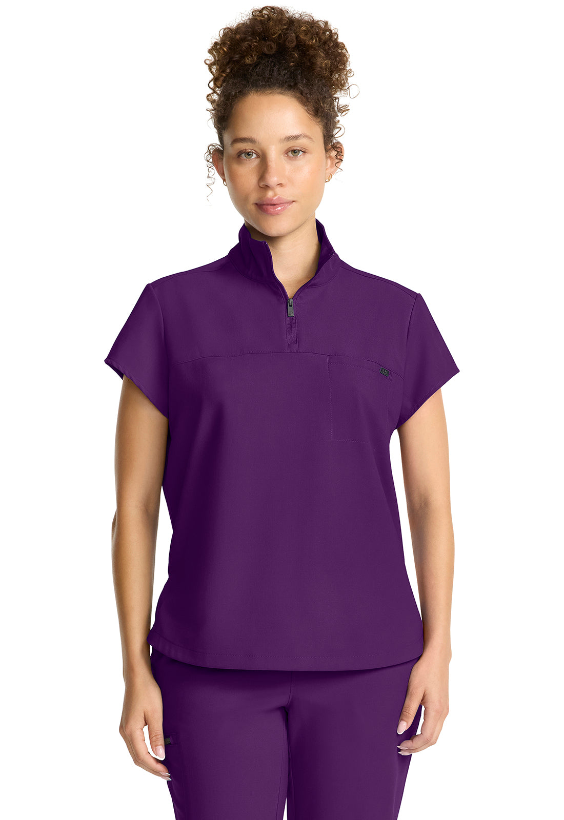 HH752-Healing Hands Women's Partial Zip Stand Collar Top