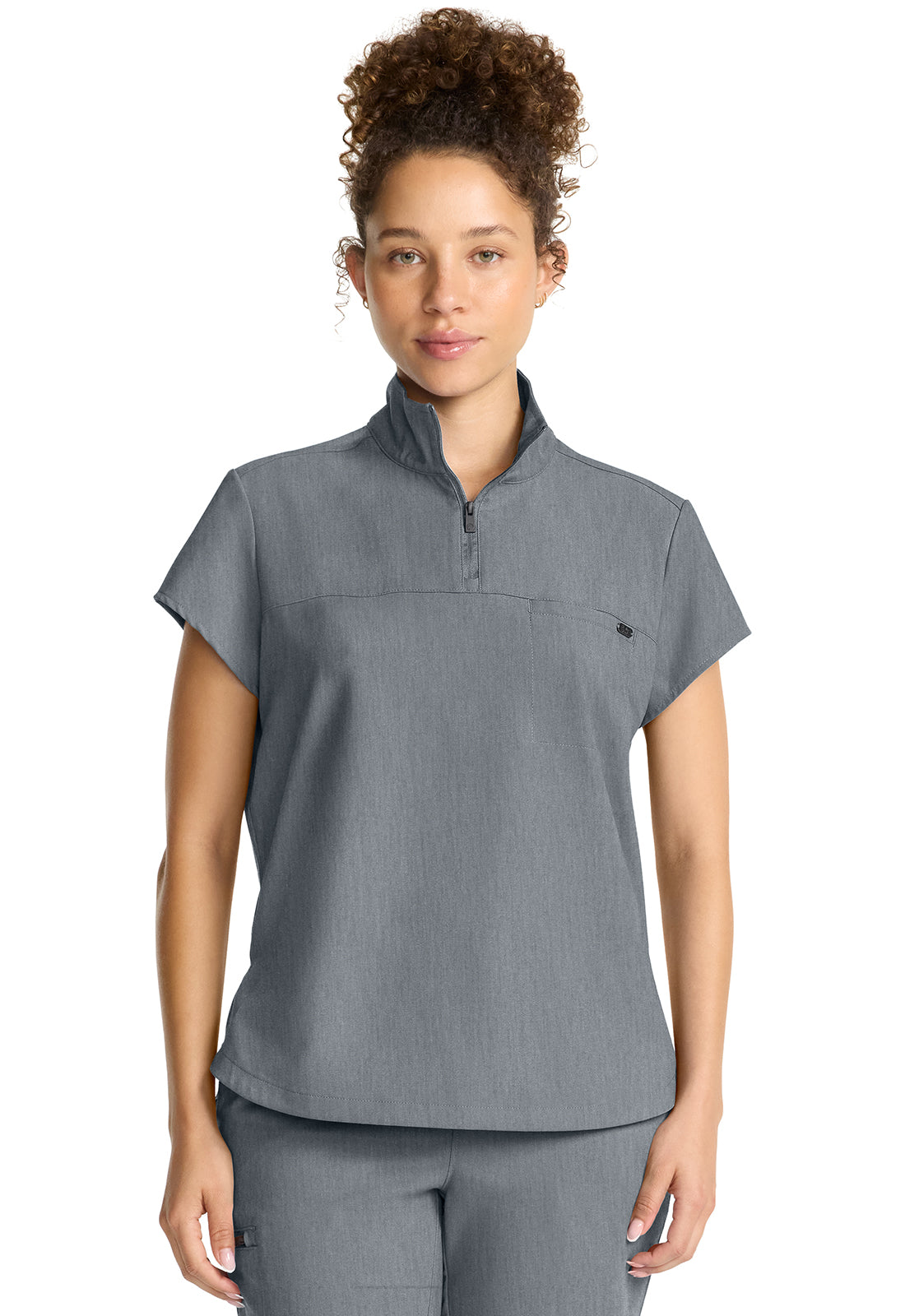 HH752-Healing Hands Women's Partial Zip Stand Collar Top