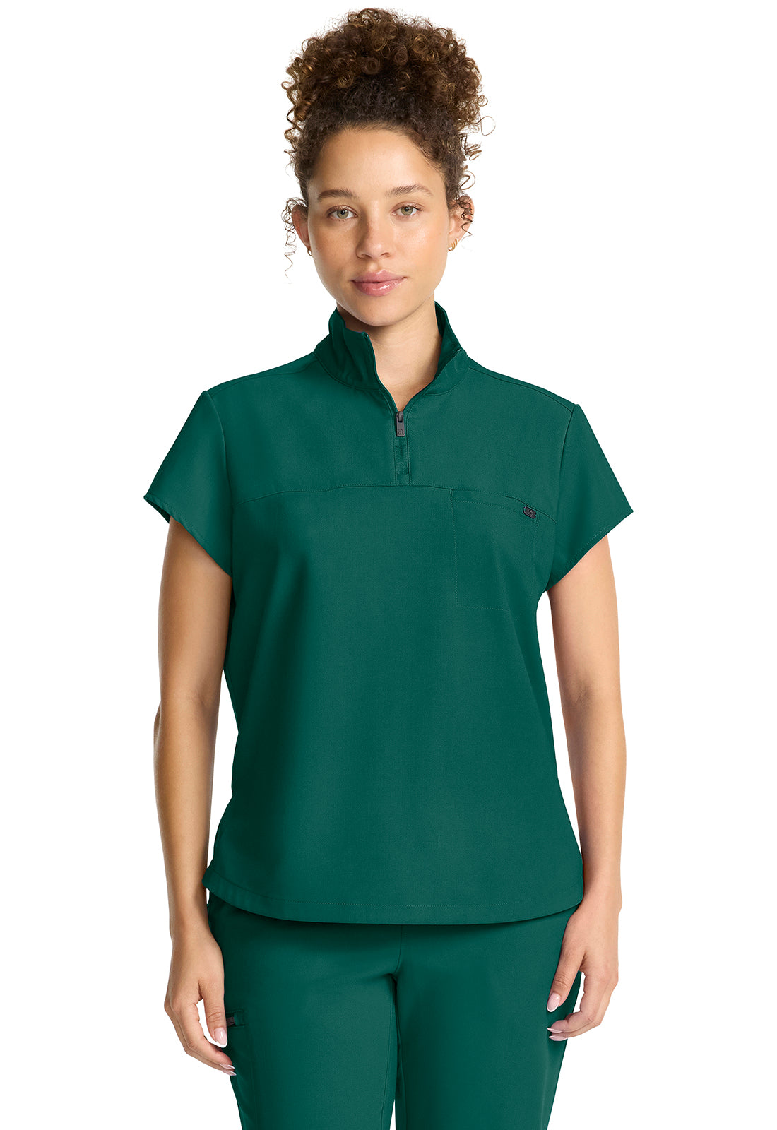 HH752-Healing Hands Women's Partial Zip Stand Collar Top