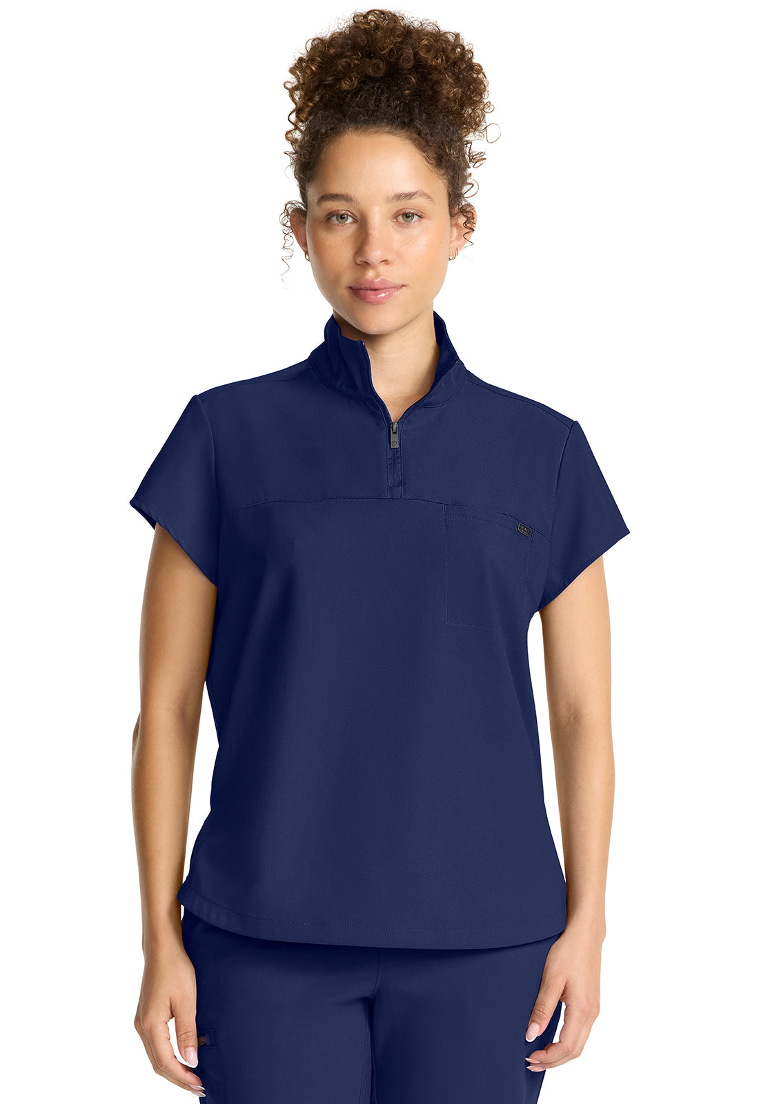 HH752-Healing Hands Women's Partial Zip Stand Collar Top