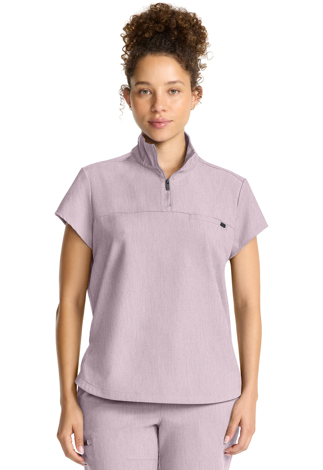 HH752-Healing Hands Women's Partial Zip Stand Collar Top