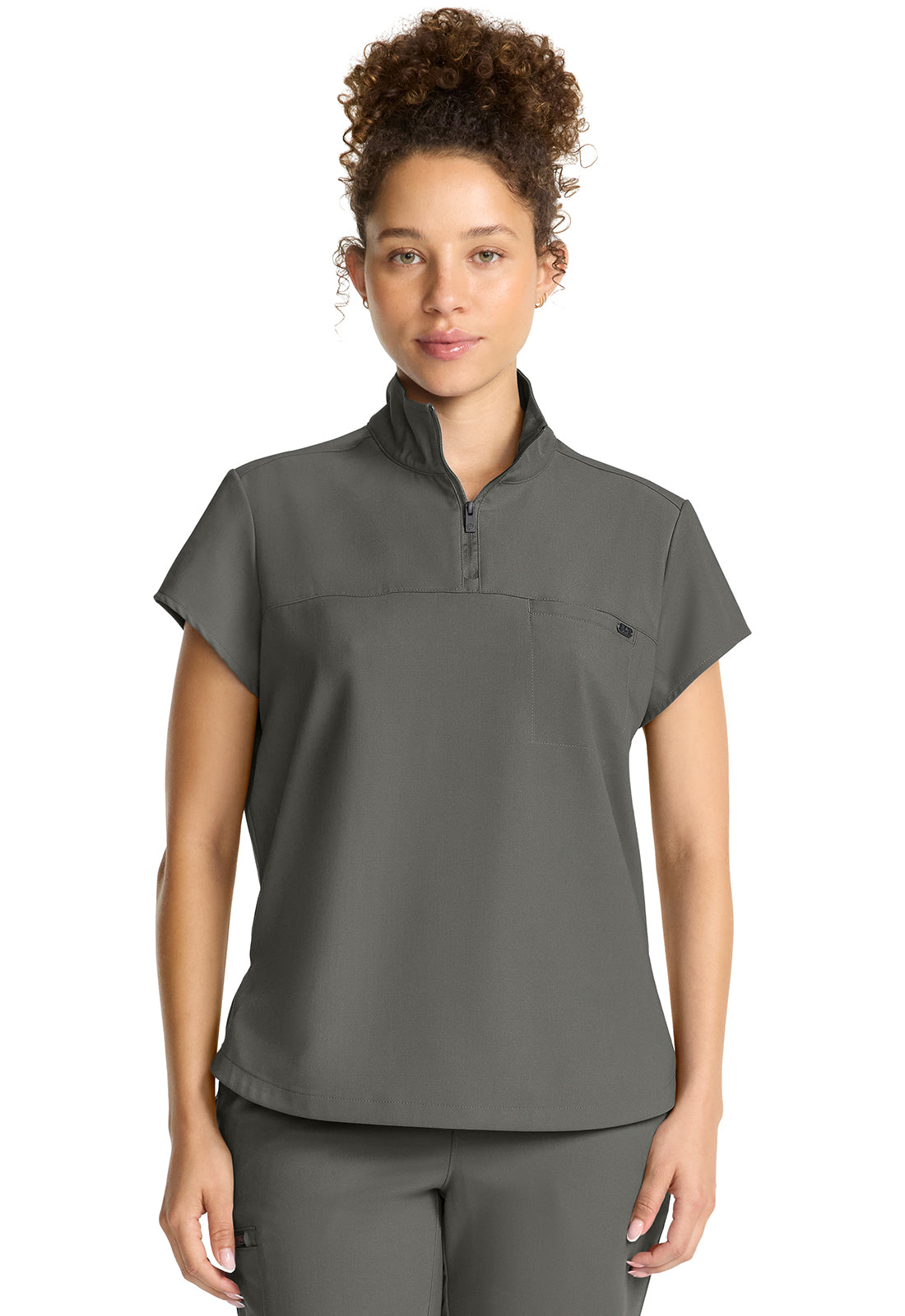 HH752-Healing Hands Women's Partial Zip Stand Collar Top