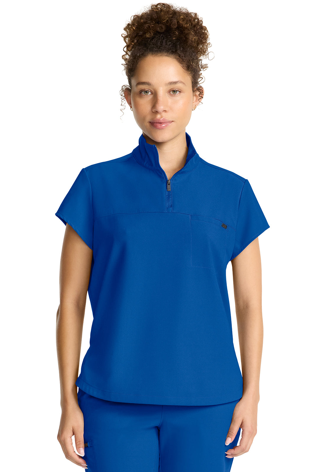 HH752-Healing Hands Women's Partial Zip Stand Collar Top