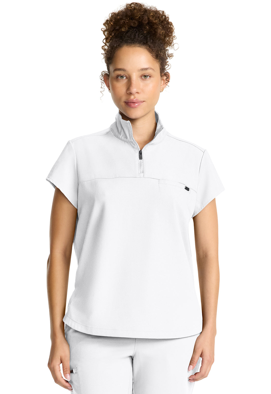 HH752-Healing Hands Women's Partial Zip Stand Collar Top