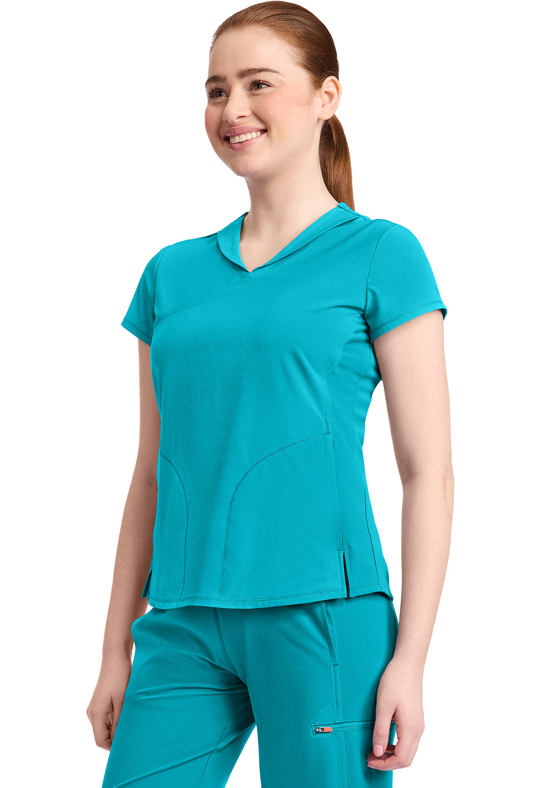 IN635A - Cherokee Women's 2-Pocket Mock-Wrap V-Neck Top