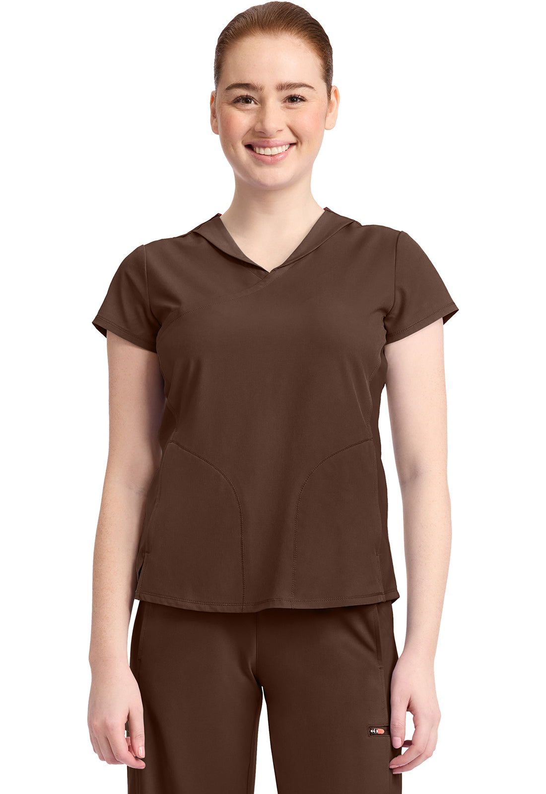 IN635A - Cherokee Women's 2-Pocket Mock-Wrap V-Neck Top