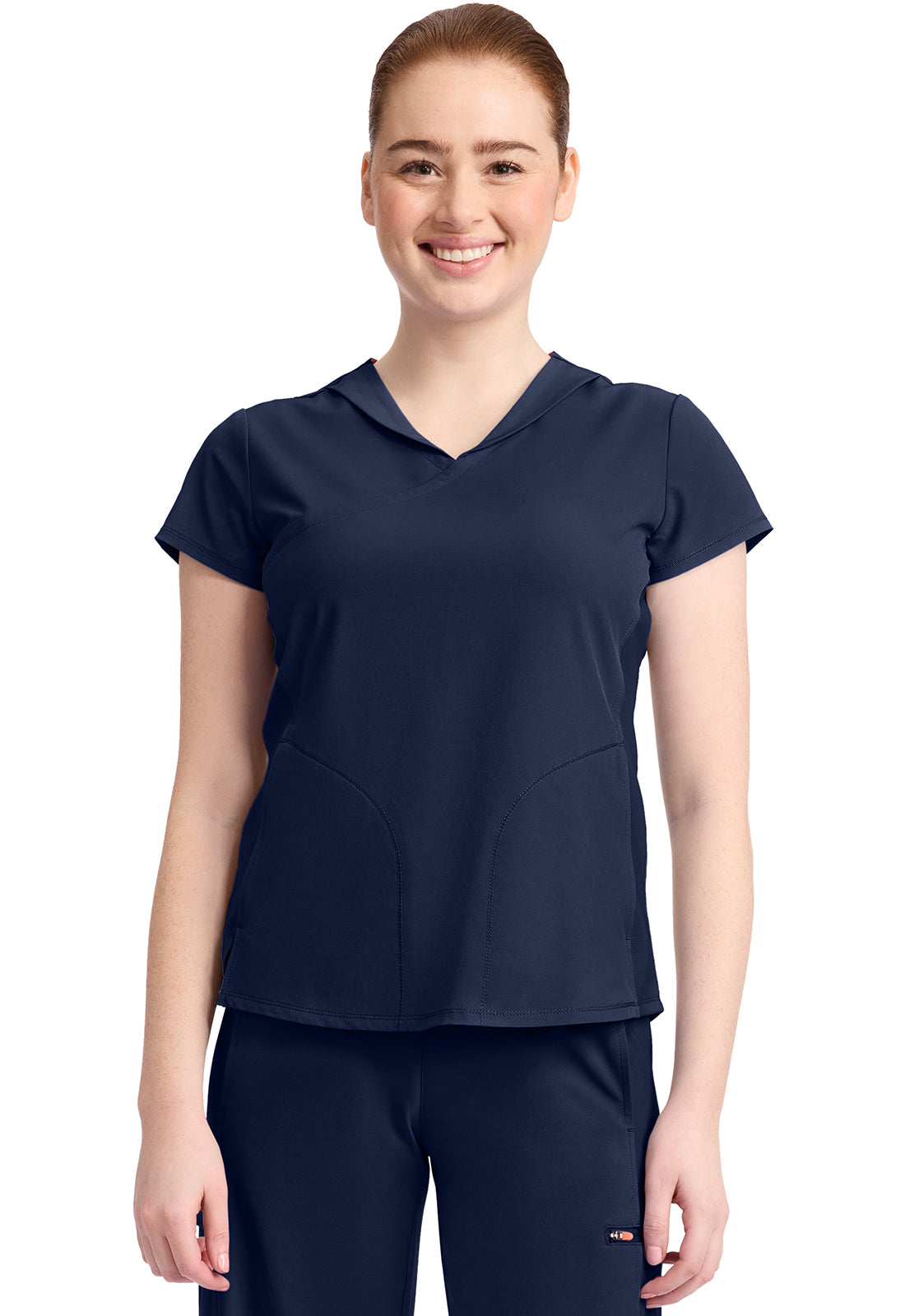 IN635A - Cherokee Women's 2-Pocket Mock-Wrap V-Neck Top