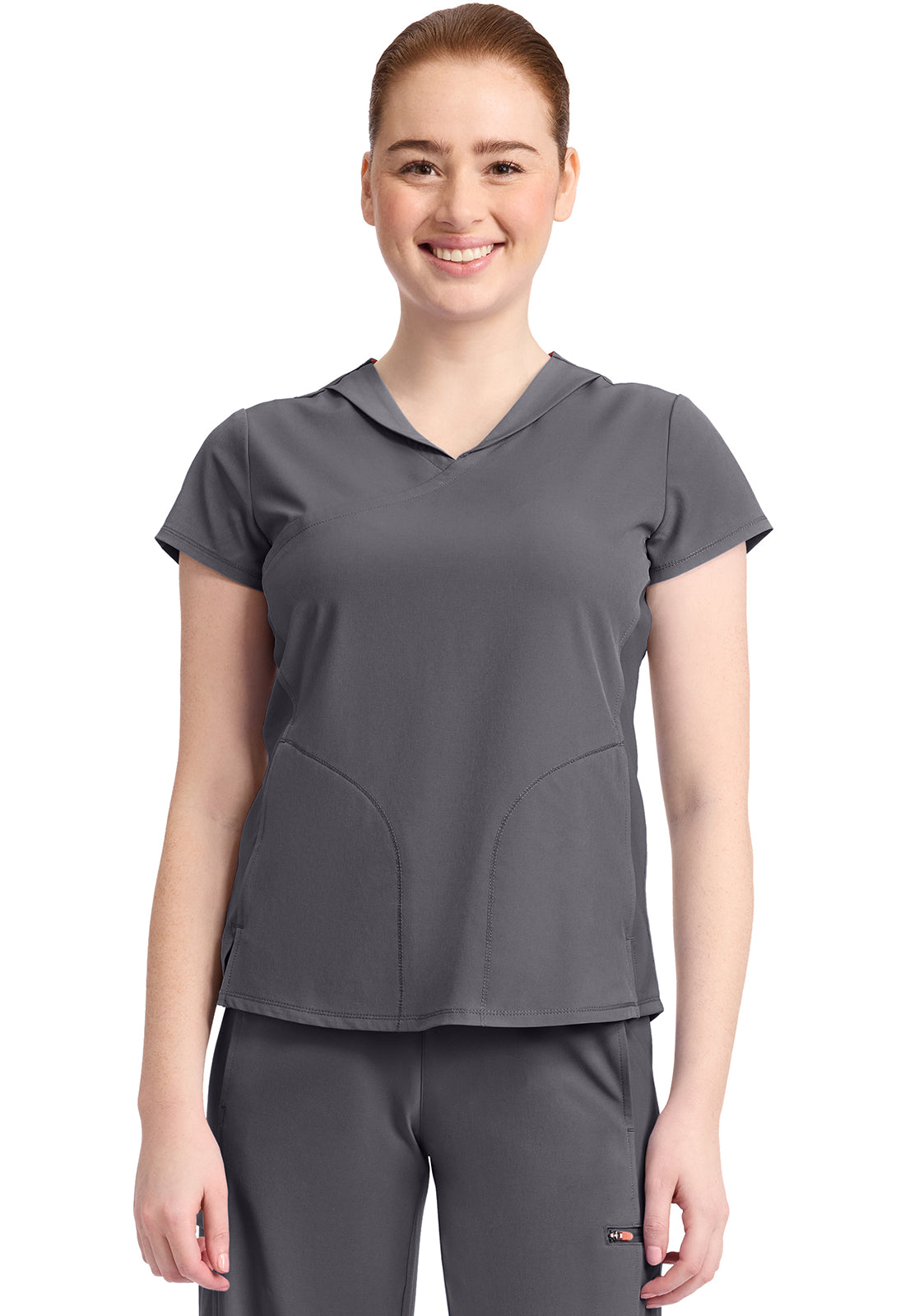 IN635A - Cherokee Women's 2-Pocket Mock-Wrap V-Neck Top