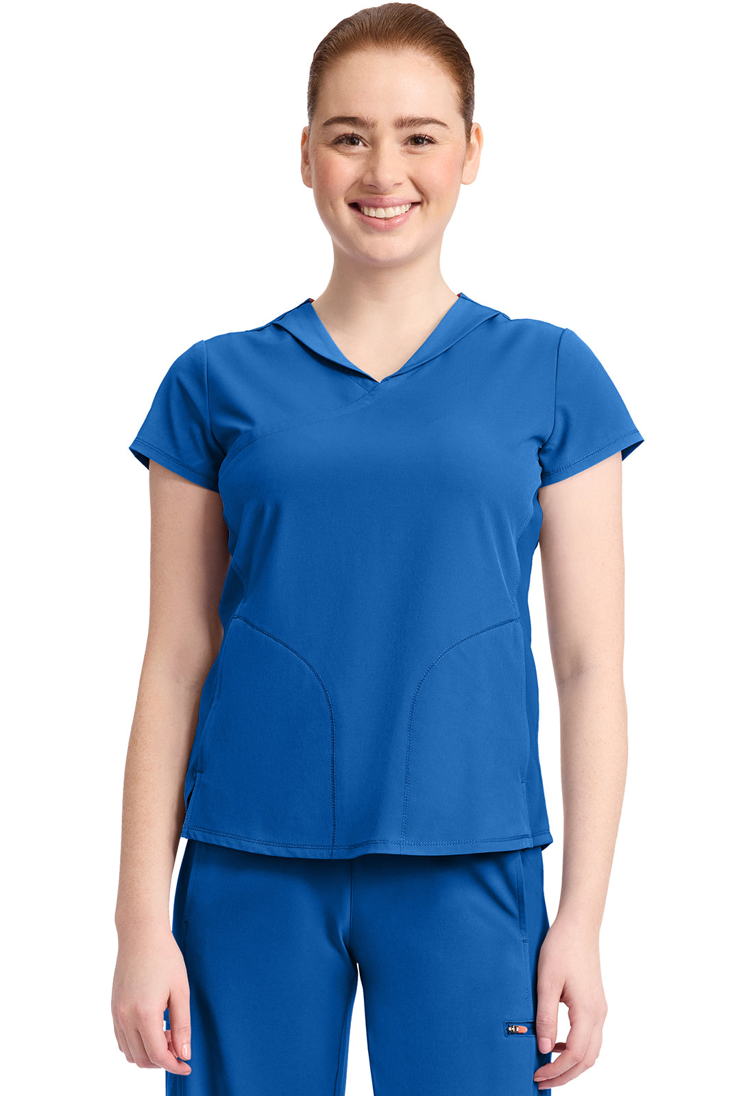 IN635A - Cherokee Women's 2-Pocket Mock-Wrap V-Neck Top
