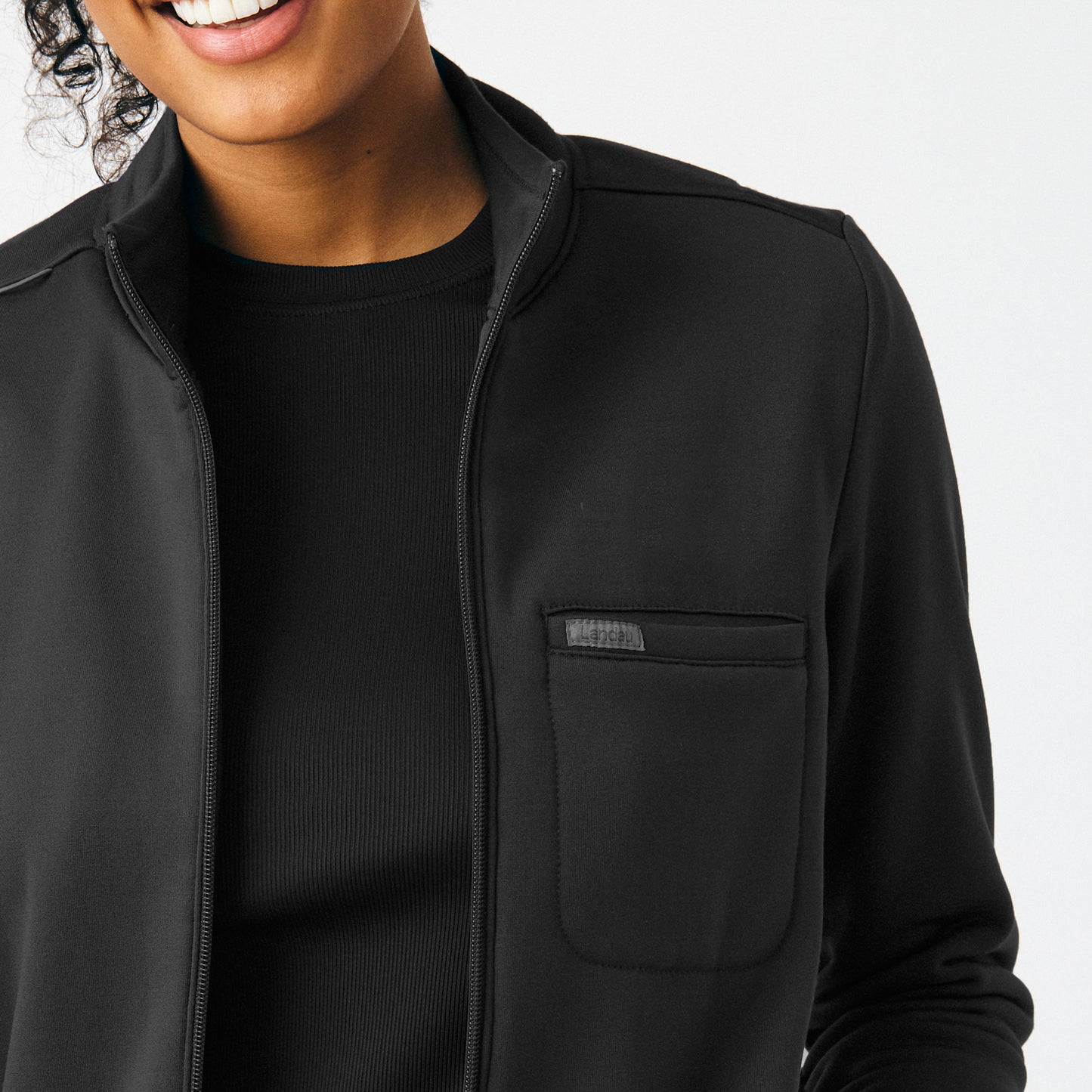 Landau Forward Women's 5-Pocket Zip-Front Fleece Scrub Jacket