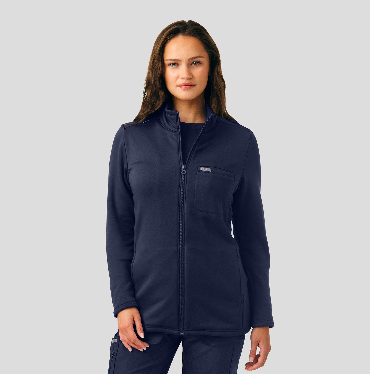 Landau Forward Women's 5-Pocket Zip-Front Fleece Scrub Jacket