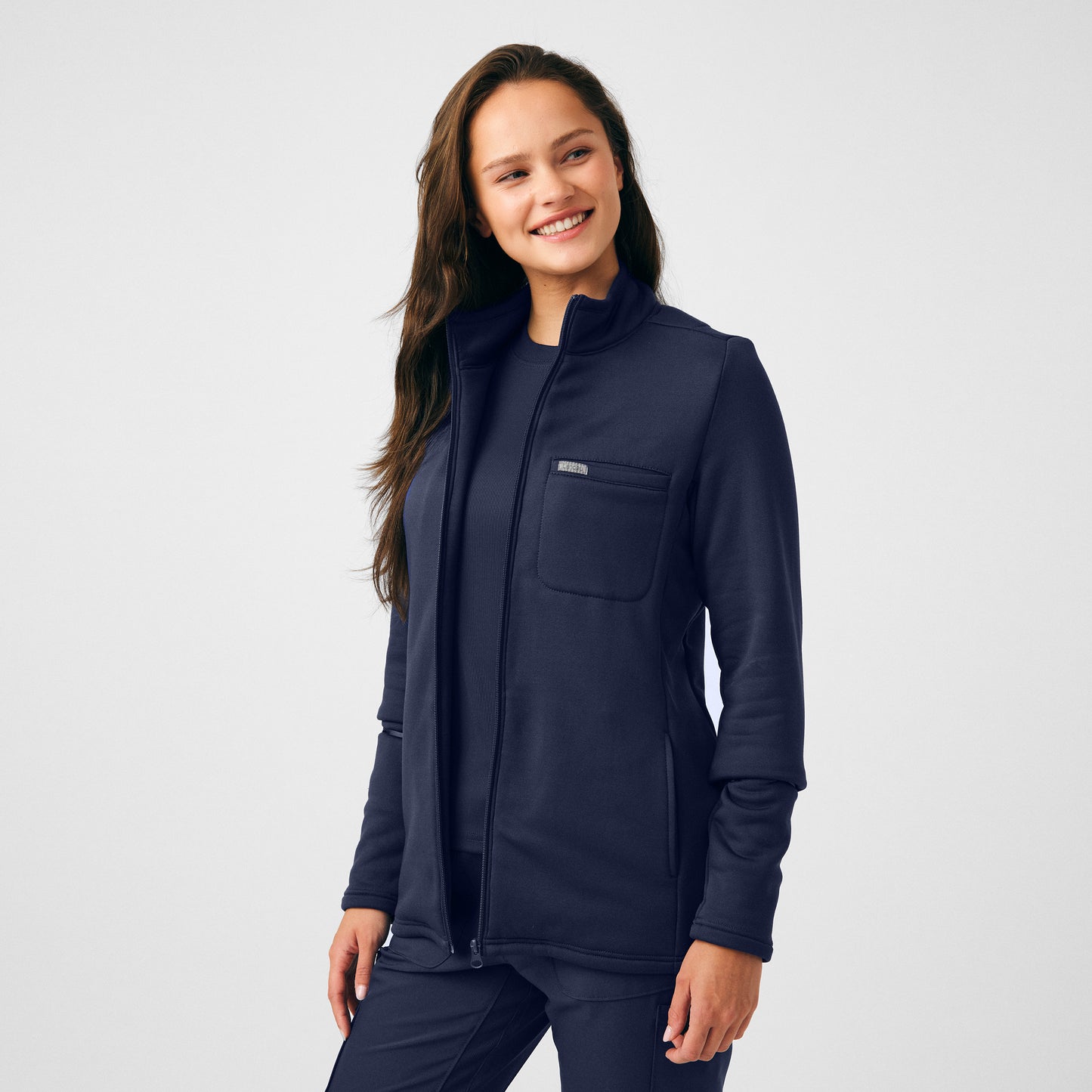 Landau Forward Women's 5-Pocket Zip-Front Fleece Scrub Jacket