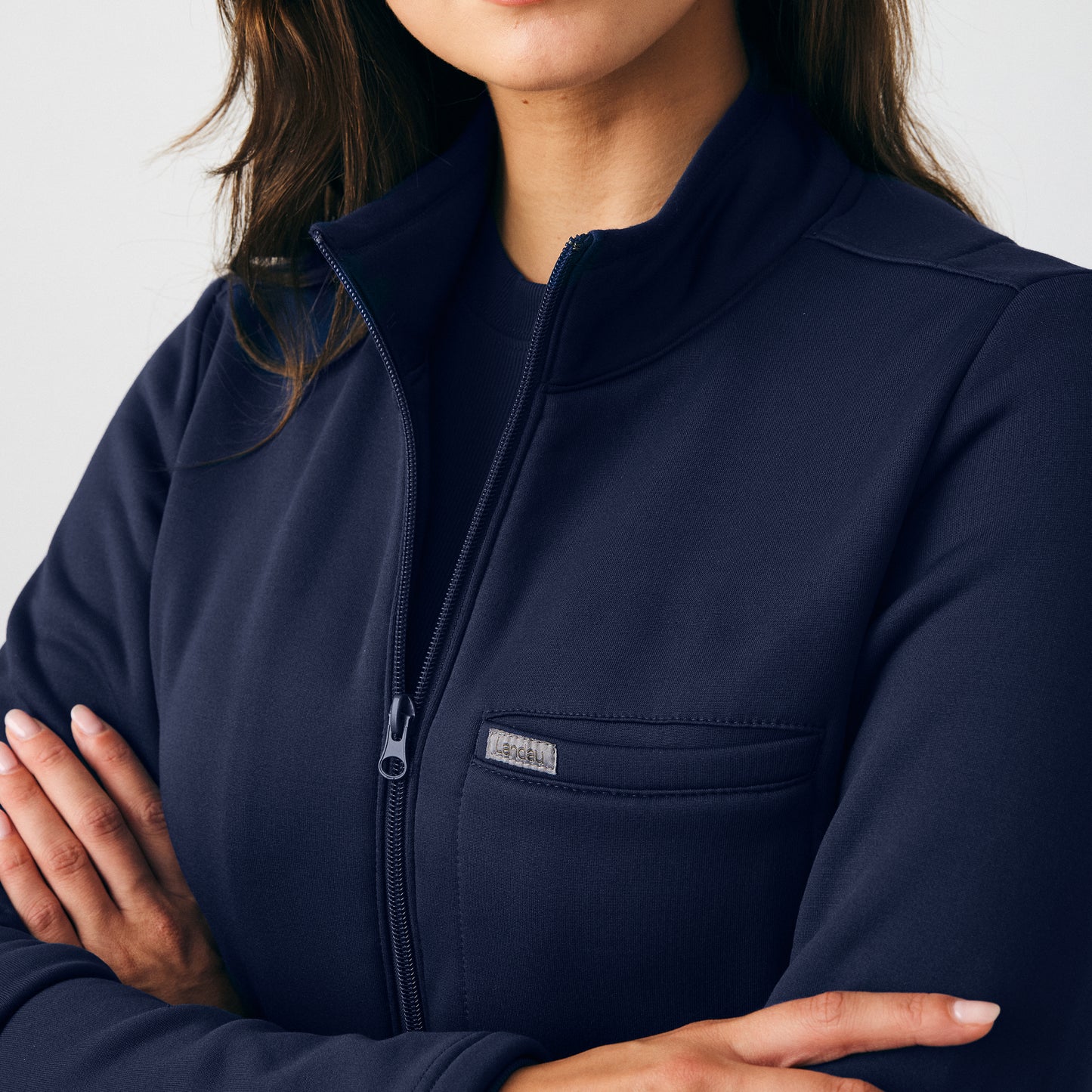 Landau Forward Women's 5-Pocket Zip-Front Fleece Scrub Jacket
