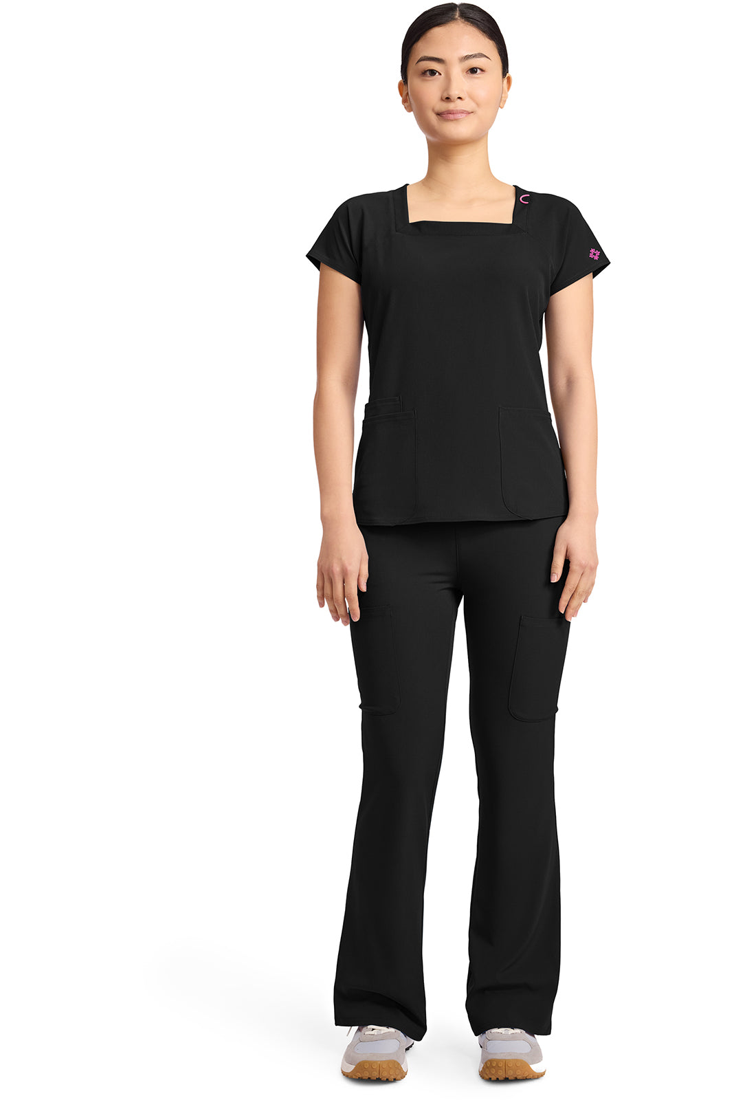 MC704 - Cherokee Women's 3-Pocket Square Neck Top