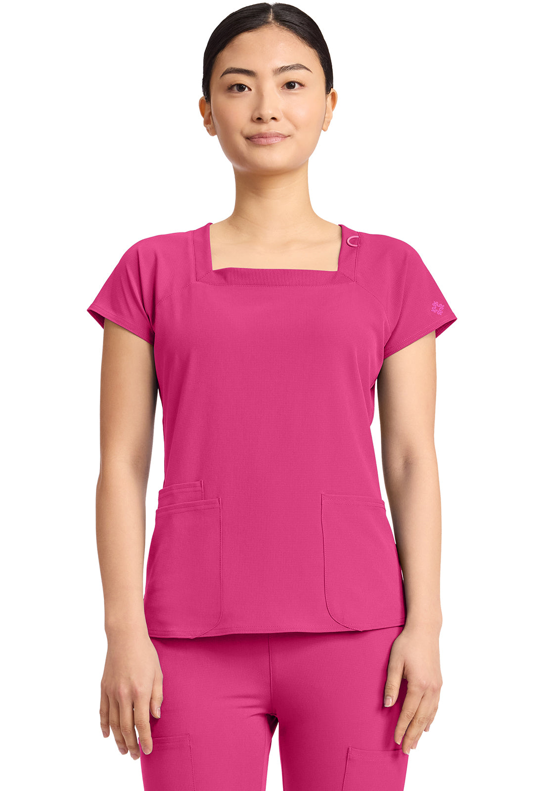 MC704 - Cherokee Women's 3-Pocket Square Neck Top