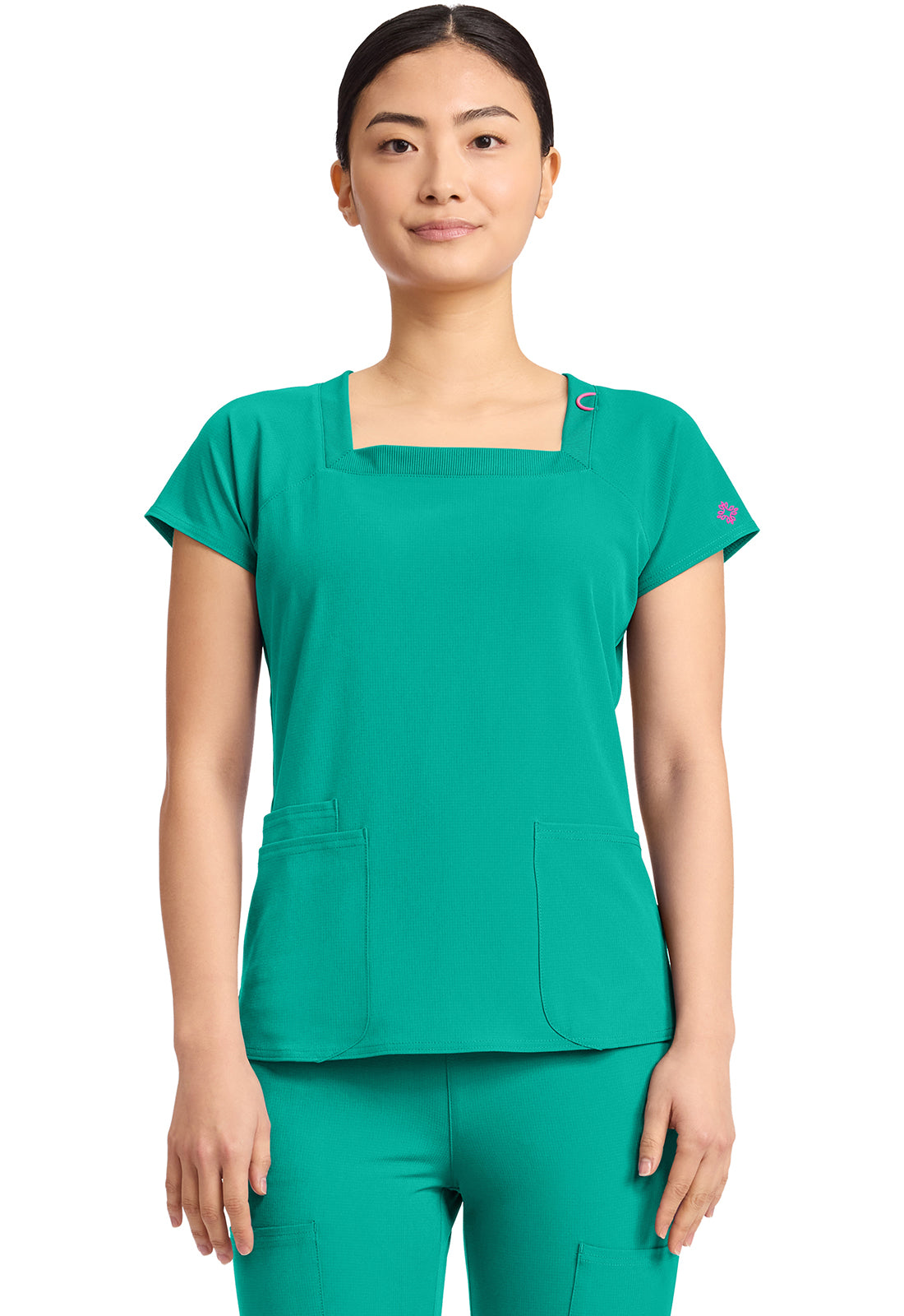 MC704 - Cherokee Women's 3-Pocket Square Neck Top