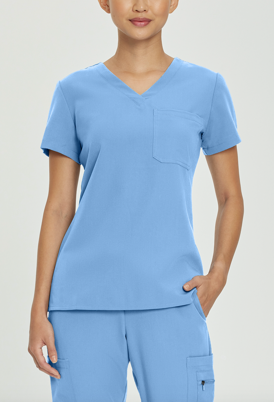 White Cross V-Tess Women's One-Pocket V-Neck Scrub Top
