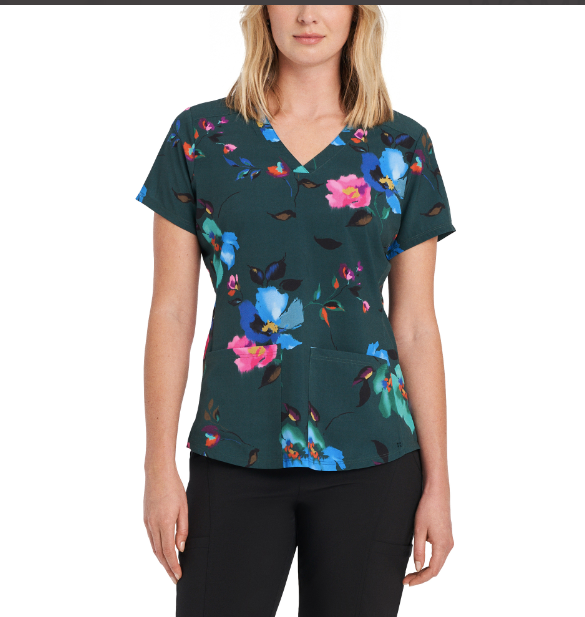 WT307ELFL - Women's 2 pocket V neck scrub top