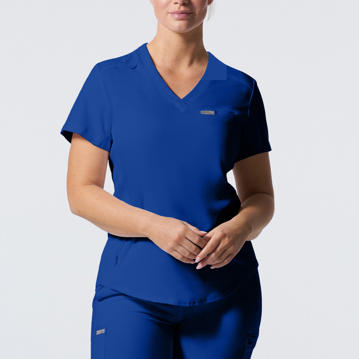 Landau Forward Women's Curved Hem Tuck-In V-Neck Top