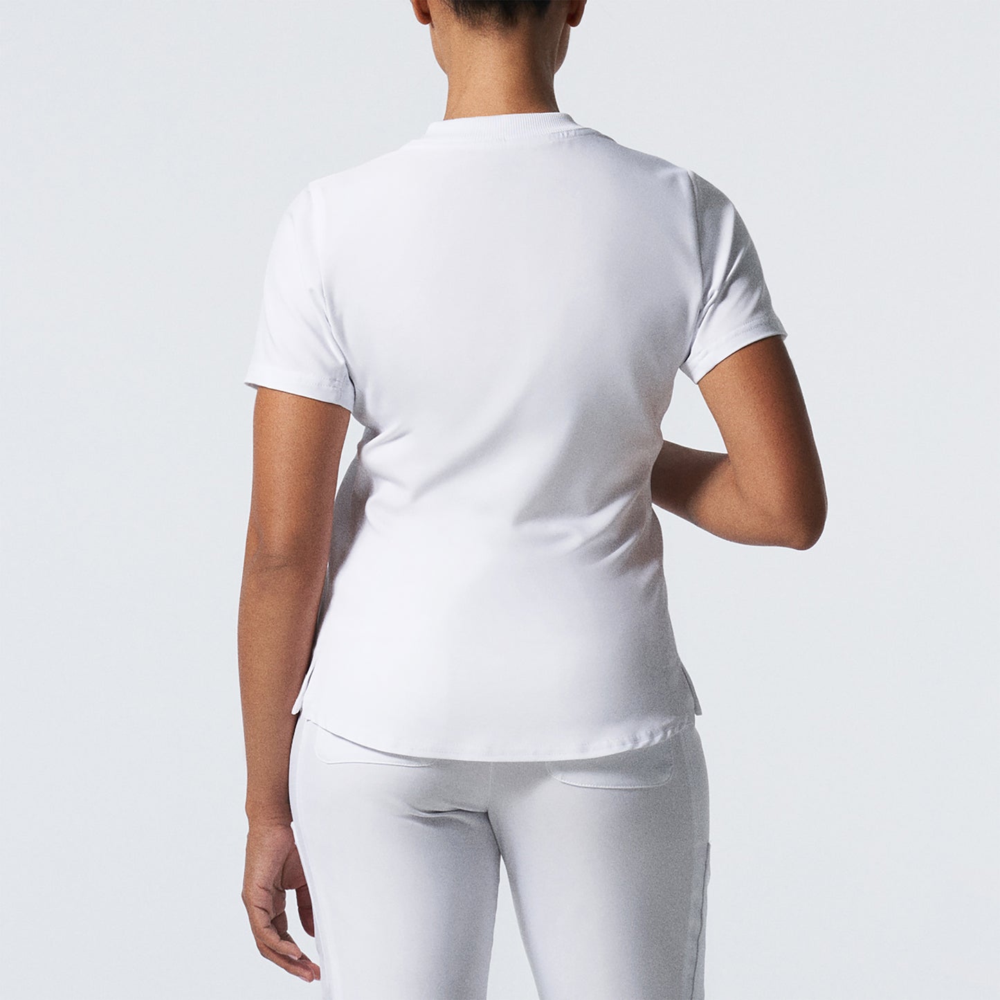 LT100 White Cross Landau Forward - Rib Knit V-neck Top