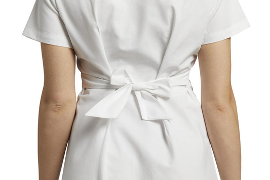 *4XL and 5XL ONLY* White Cross Mock Wrap Scrub Dress