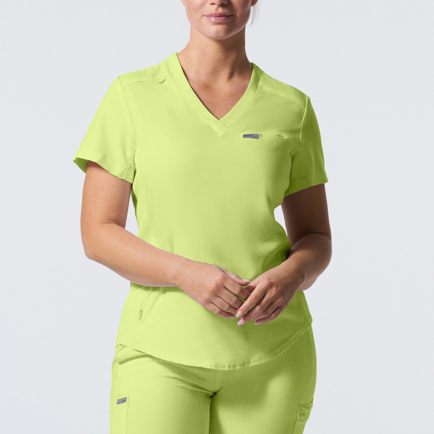 Landau Forward Women's Curved Hem Tuck-In V-Neck Top