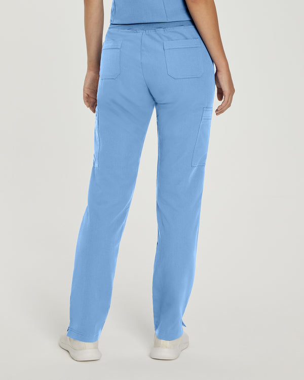 White Cross V-Tess Straight-Leg 6-Pockets Scrub Pant - Petite