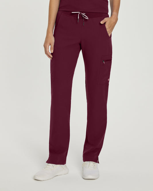 White Cross V-Tess Straight-Leg 6-Pockets Scrub Pant - Petite