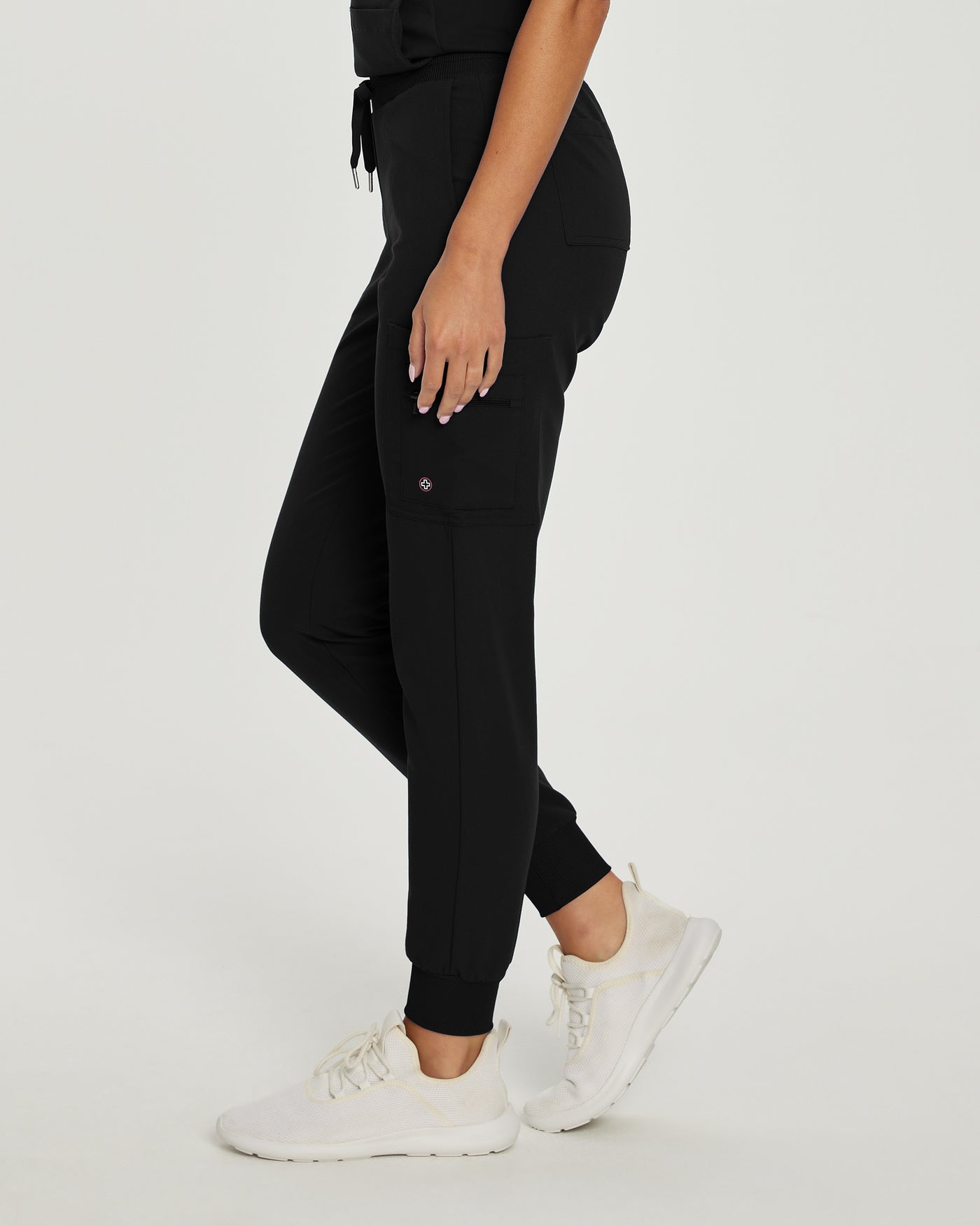 380P Zipped White Cross V-Tess Women's Petite Jogger Pant